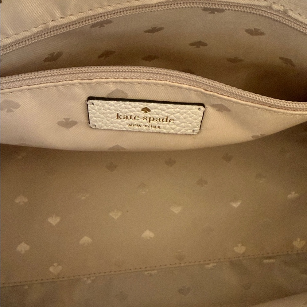 KATE SPADE ♠️ New York 🤍Rowe🤍 WHITE PERFORATED TOP ZIP SATCHEL BAG 🌟EUC🌟 - Picture 14 of 17